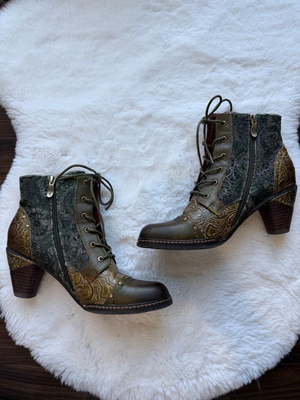 L’artiste Spring Step Avyanna Cap Toe Bootie Olive Green size EU 40/US 9 - Picture 7 of 16
